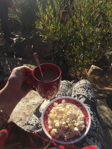 Chai tea and popcorn